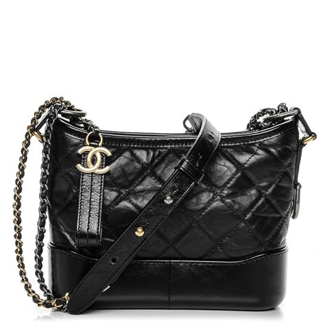 chanel aged calfskin quilted small gabrielle hobo beige black|chanel gabrielle leather bag.